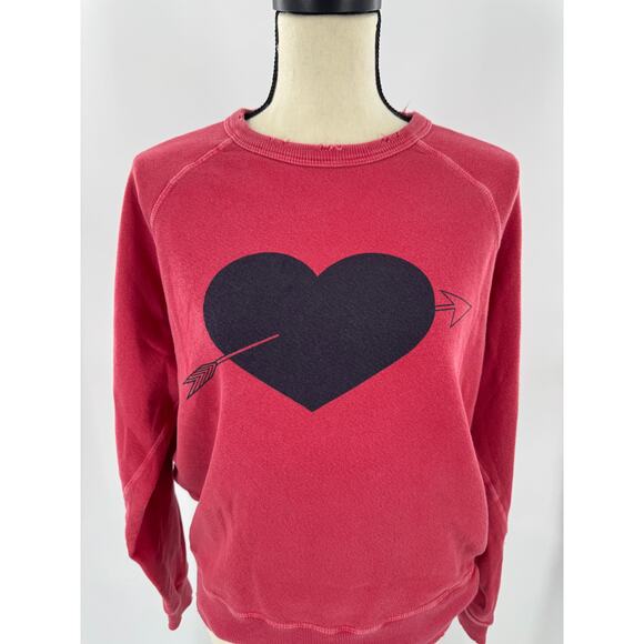 The Great. Red Heart Distressed College Sweatshirt Small Vintage Cupids Arrow - Picture 1 of 7